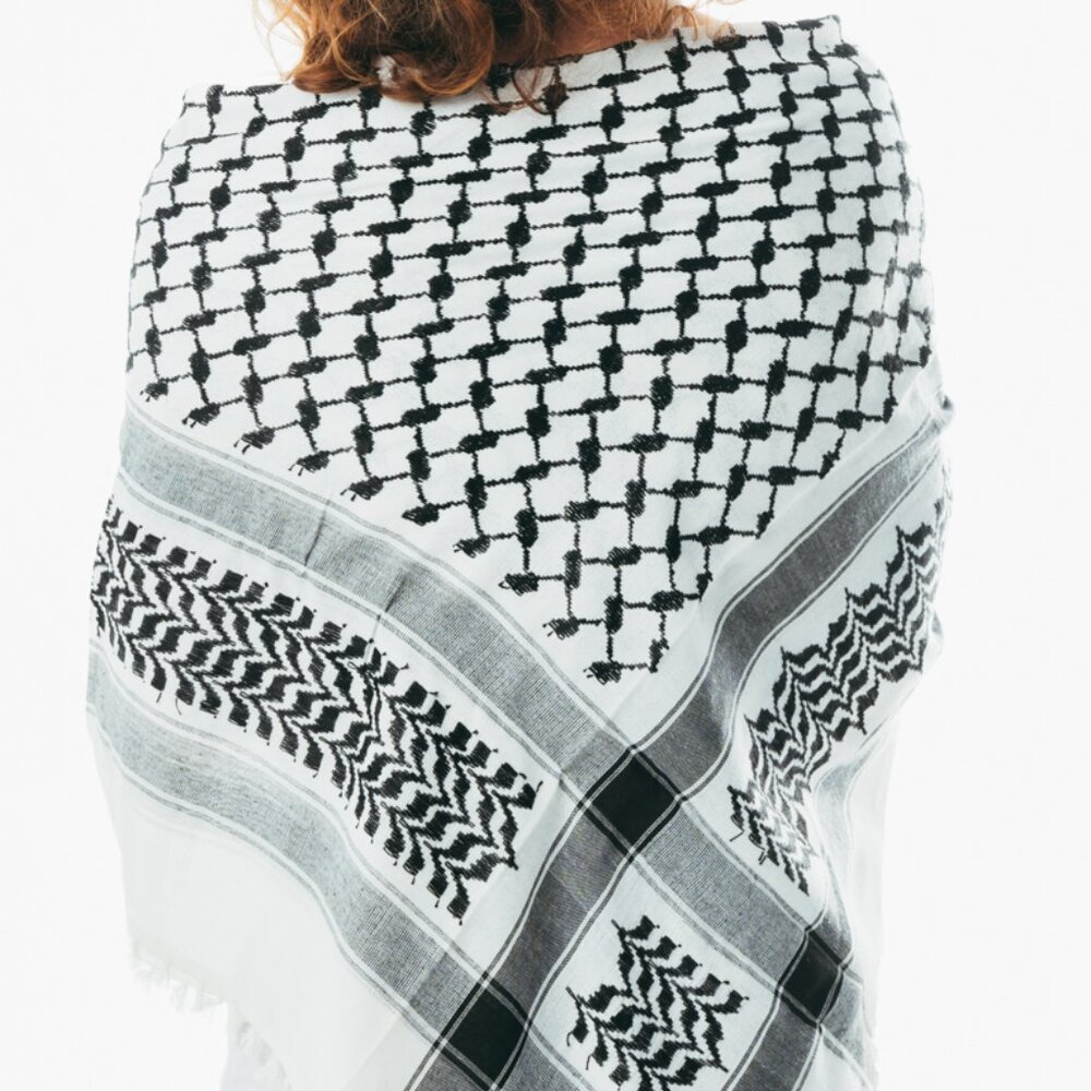 Houndstooth scarf, Keffiyeh, Arafat Hatta, cotton wide scarf tassels shemagh